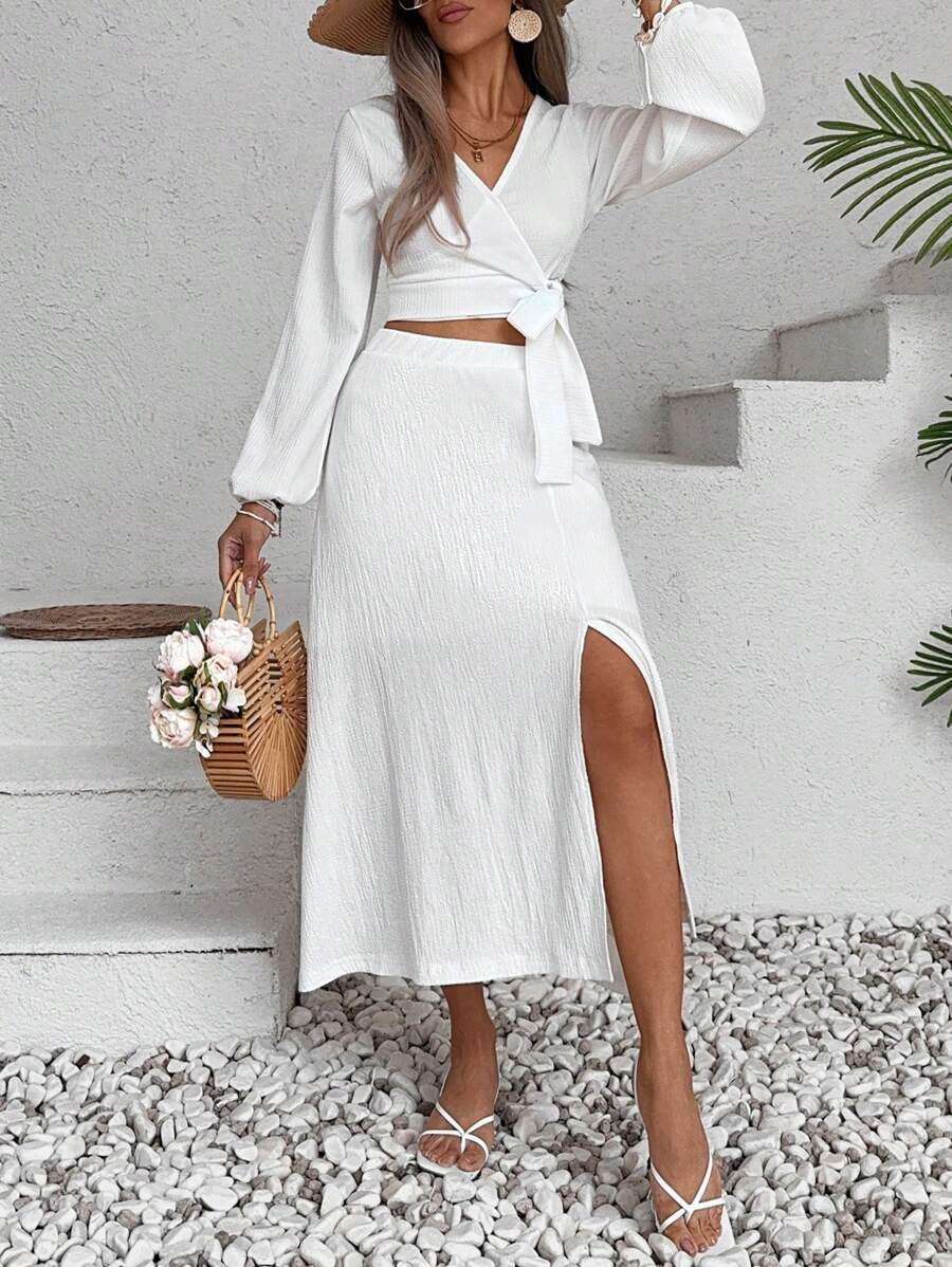 ZENZARO™ | Ensemble 2 pièces croisé avec fente – Élégance romantique pour l’été