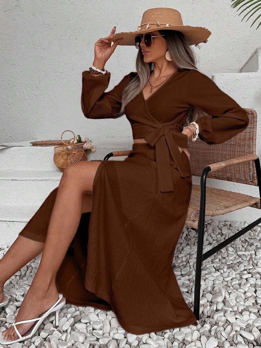 ZENZARO™ | Ensemble 2 pièces croisé avec fente – Élégance romantique pour l’été