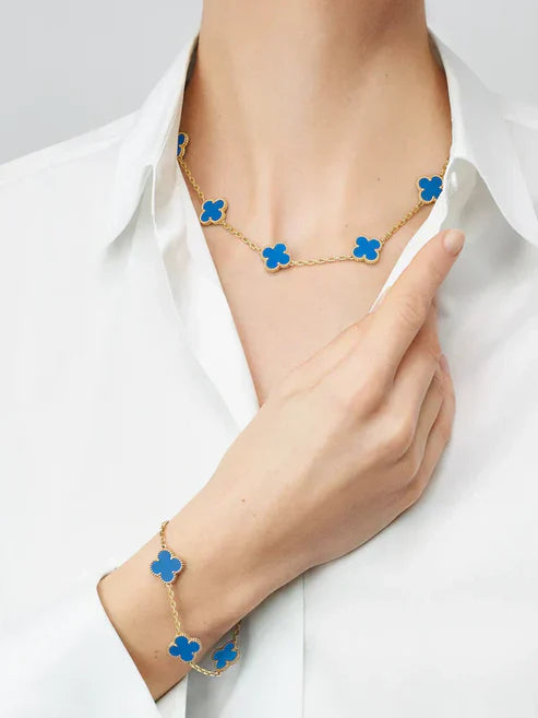 ZENZARO™ |Collier Trèfle Bleu Royal
