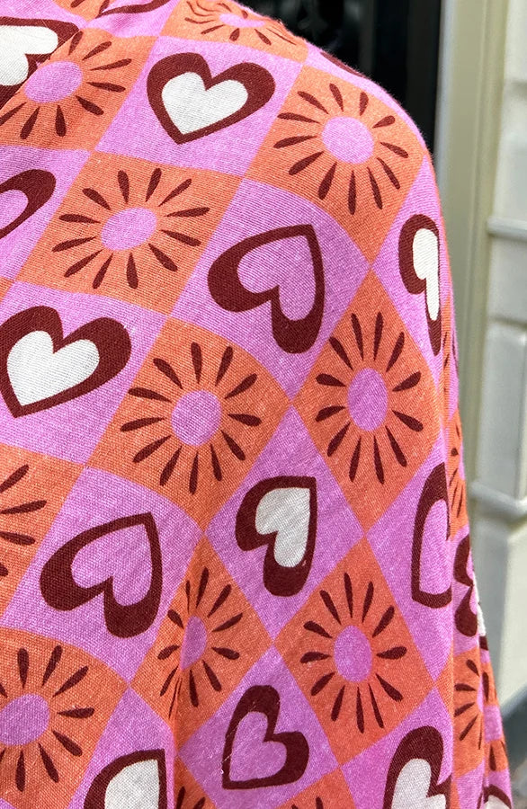 ZENZARO™ | Robe Lilas à Motif Cœurs Solaires