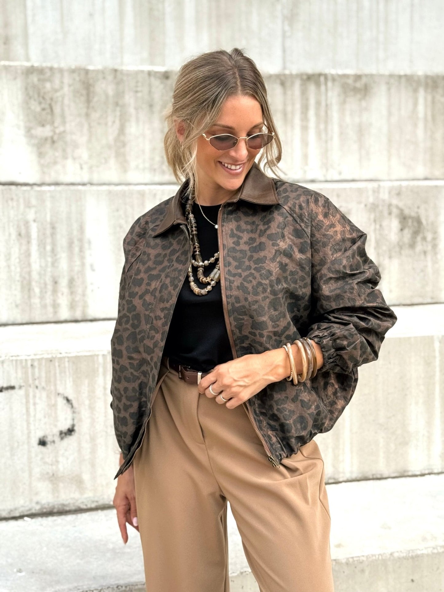 ZENZARO™ |veste Graziella – Bomber léopard chic &audacieux
