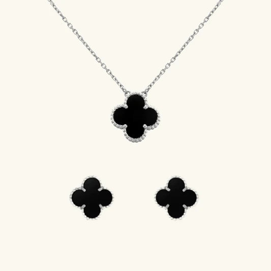 ZENZARO™ |Parure motif trèfle – noir et argent