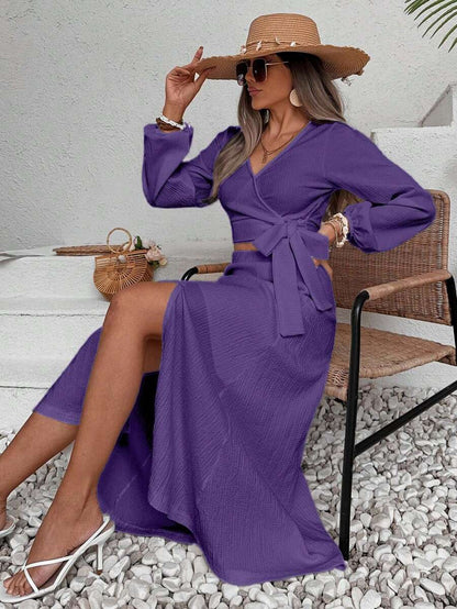 ZENZARO™ | Ensemble 2 pièces croisé avec fente – Élégance romantique pour l’été