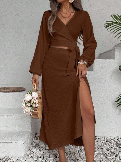 ZENZARO™ | Ensemble 2 pièces croisé avec fente – Élégance romantique pour l’été