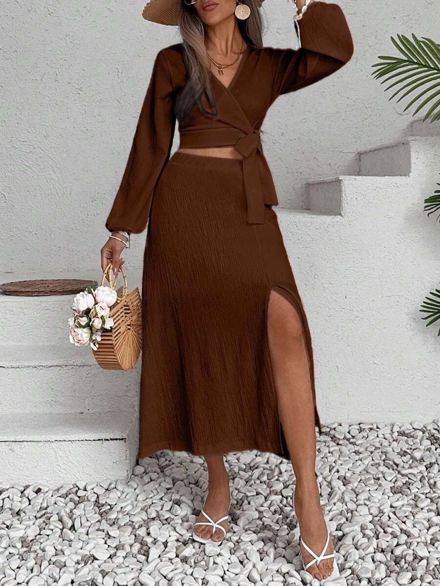 ZENZARO™ | Ensemble 2 pièces croisé avec fente – Élégance romantique pour l’été