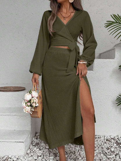 ZENZARO™ | Ensemble 2 pièces croisé avec fente – Élégance romantique pour l’été