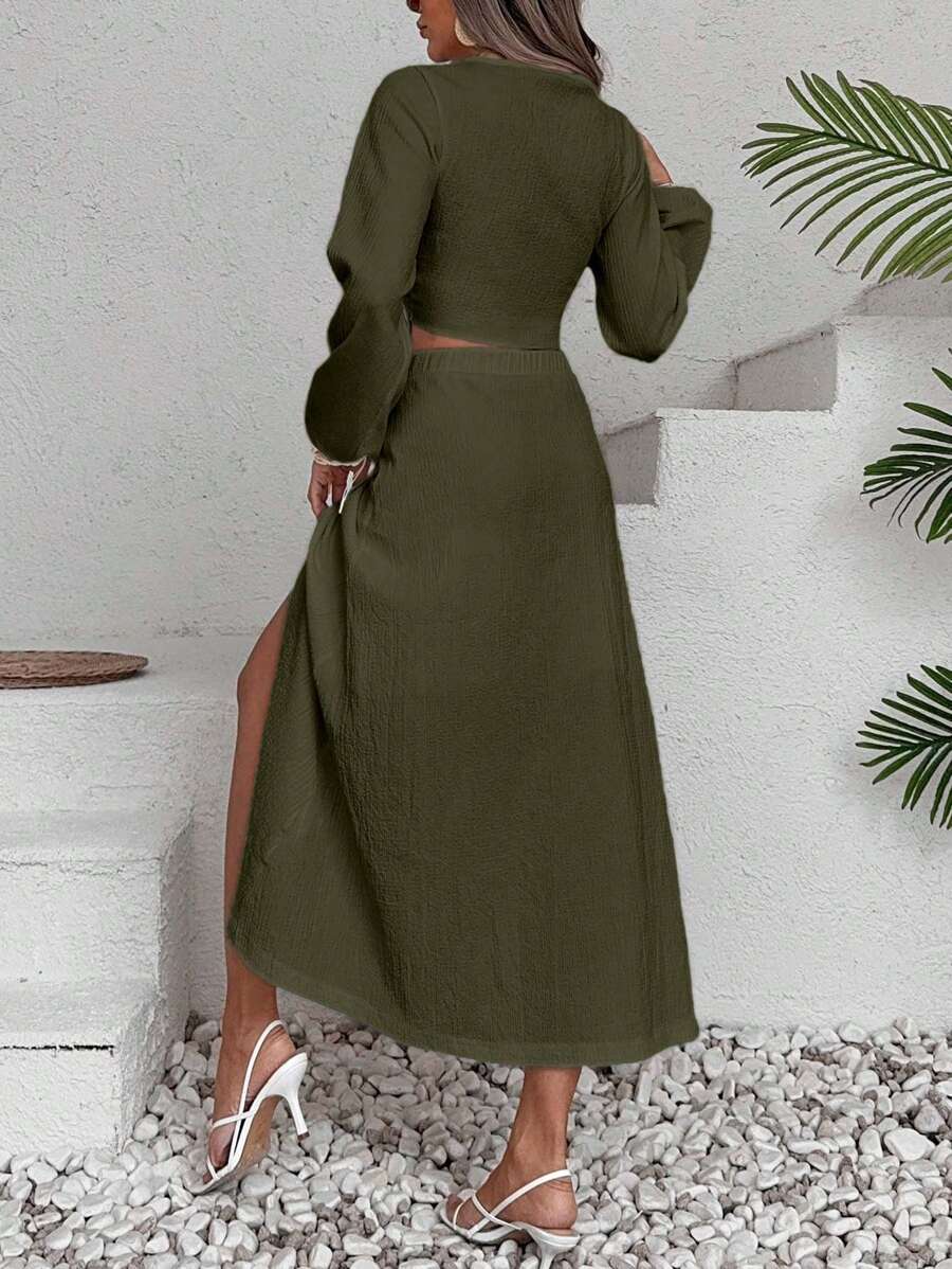 ZENZARO™ | Ensemble 2 pièces croisé avec fente – Élégance romantique pour l’été