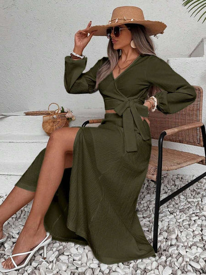 ZENZARO™ | Ensemble 2 pièces croisé avec fente – Élégance romantique pour l’été