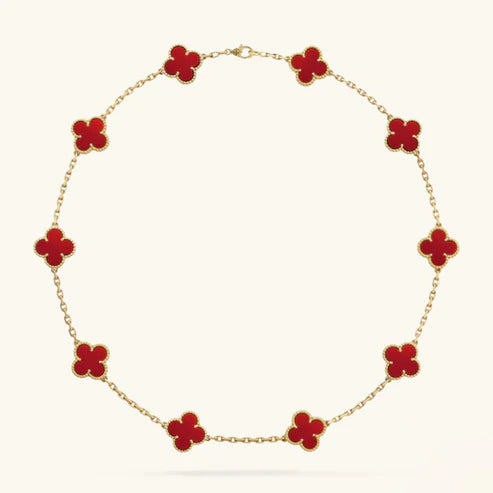 ZENZARO™ |Collier trèfle rouge – Raffinement et couleur