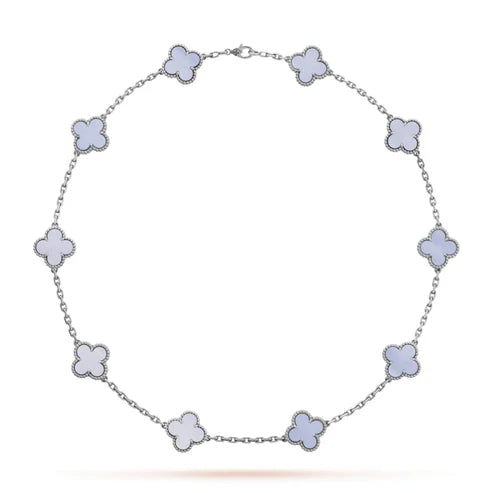 ZENZARO™ |Collier Trèfle Blanc & argent