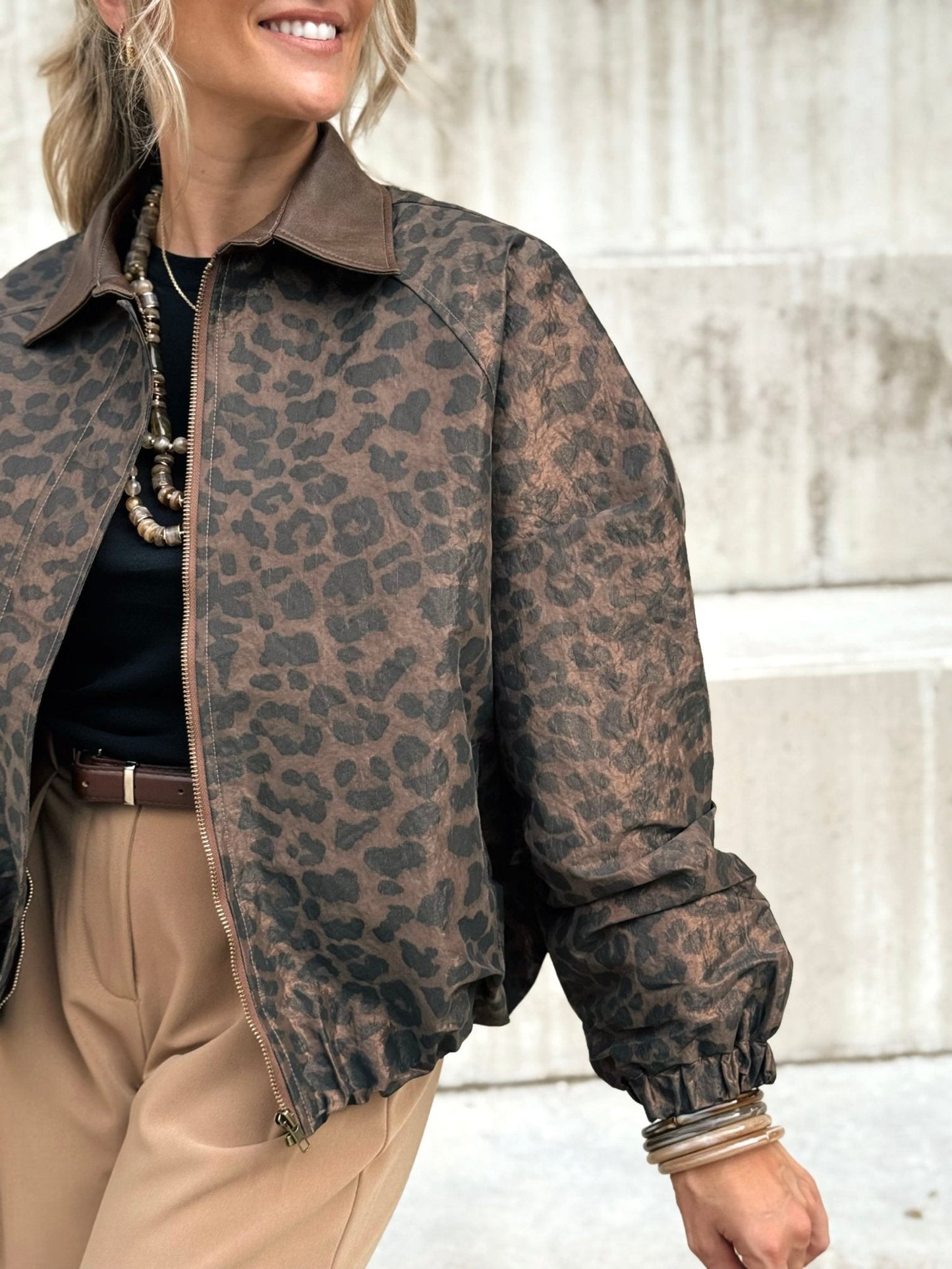 ZENZARO™ |veste Graziella – Bomber léopard chic &audacieux