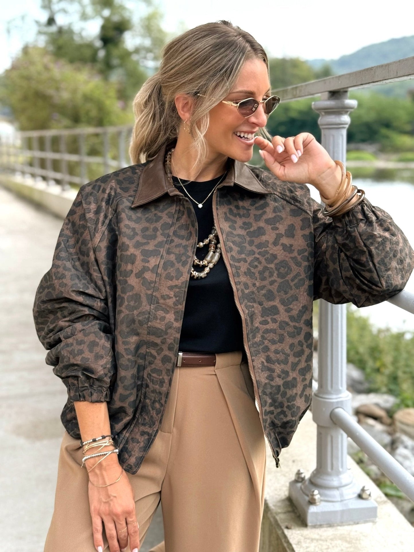 ZENZARO™ |veste Graziella – Bomber léopard chic &audacieux