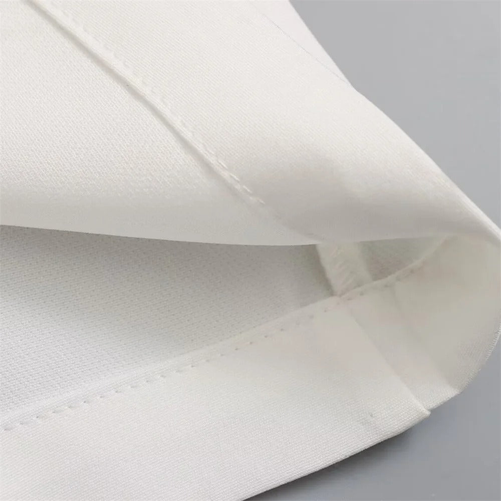 ZENZARO™ | Ensemble Tendance Femme Blanc– Blazer Fluide & Pantalon Structuré