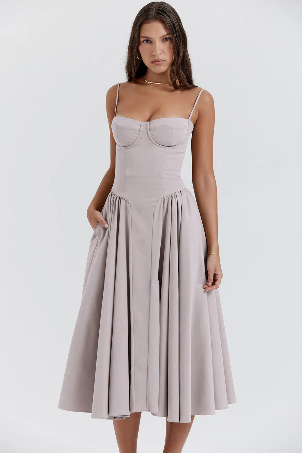 ZENZARO™ | Robe Midi à Bretelles – Élégance Romantique & Charme Estival