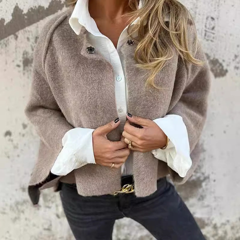 ZENZARO™ | Manteau Court à Manches Évasées Chic