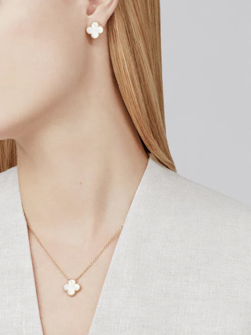 ZENZARO™ | Collier motif trèfle blanc et doré