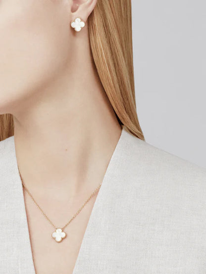 ZENZARO™ | Collier motif trèfle blanc et doré