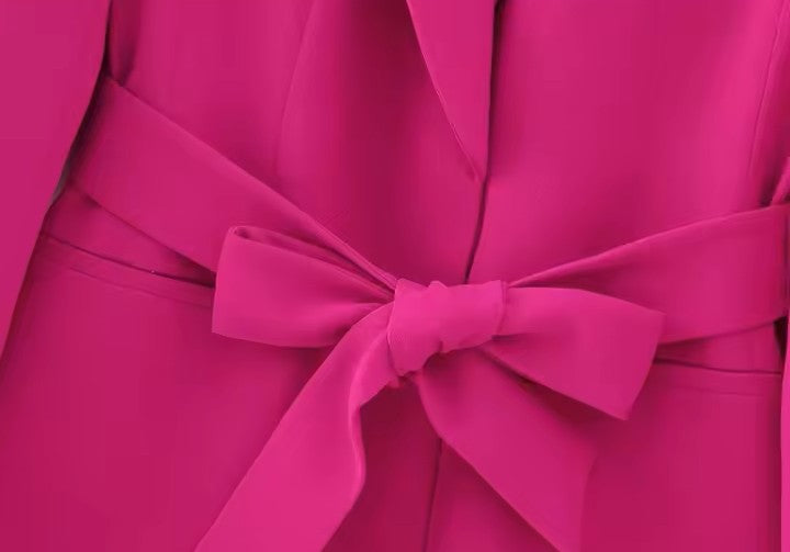 ZENZARO™ | Ensemble Tendance Femme Rose – Blazer Fluide & Pantalon Structuré