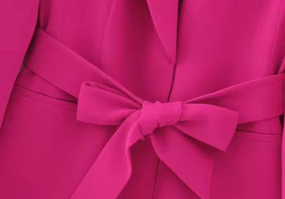 ZENZARO™ | Ensemble Tendance Femme Rose – Blazer Fluide & Pantalon Structuré